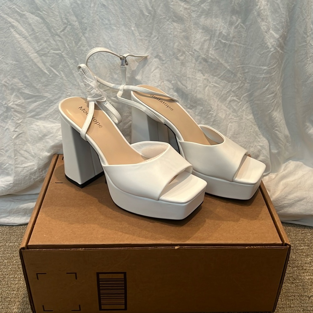 White Platform Sandal Heels